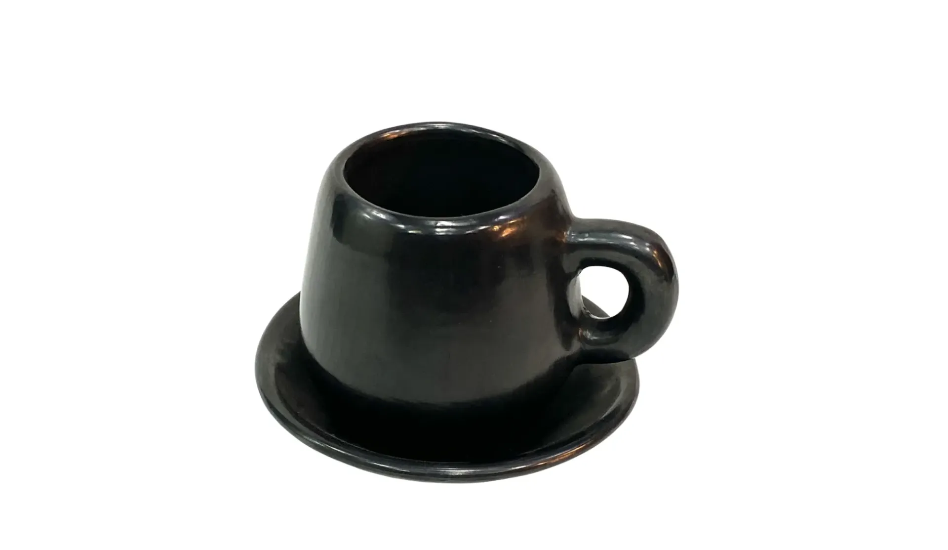 Taza con Plato barro negro